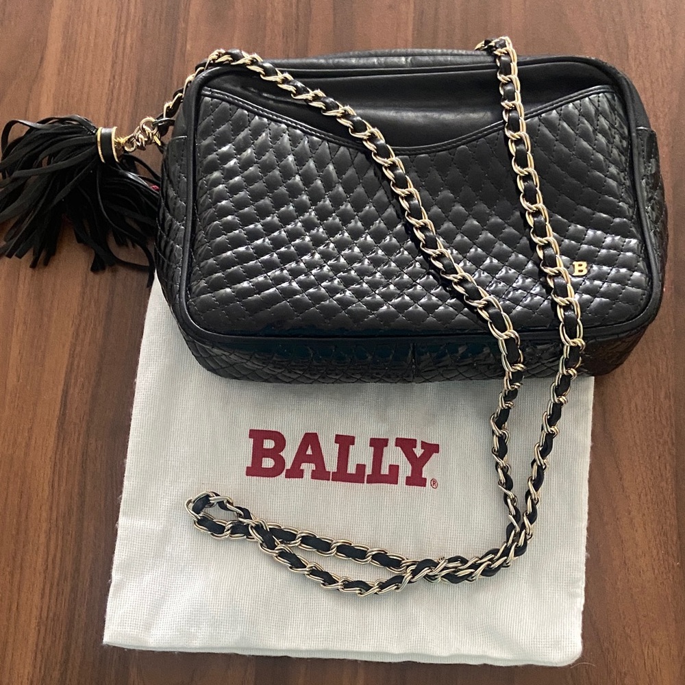 Bally Black Quilted Crossbody Bag with Chain Strap
